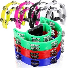 7 Pieces Double Row Tambourine Half Moon Musical Tambourine Plastic Musical I...
