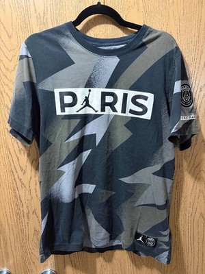 Air Jordan X Paris Saint Germain T Shirt Mens Medium Black Patch Logo Geometric