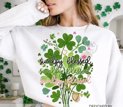 Floral Simply Blessed Crewneck Sweatshirt Inspirational Faith Christian Gift