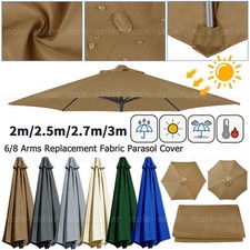 Replacement Fabric Parasol Cover Garden Canopy Patio 2m 2.7m 3m Umbrella 6/8 Rib