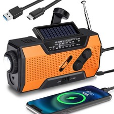 Emergency Solar Hand Crank Weather Radio 2000mAh Power Bank Charger Flash Light