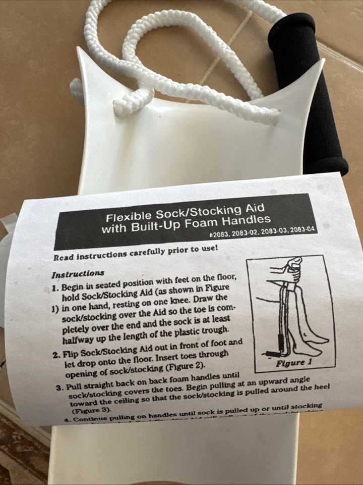 Sammons Preston Calcetín Ayuda Con Mango Continuo Nuevo Blanco Con Mango De Espuma Negro Foto 4 de 4