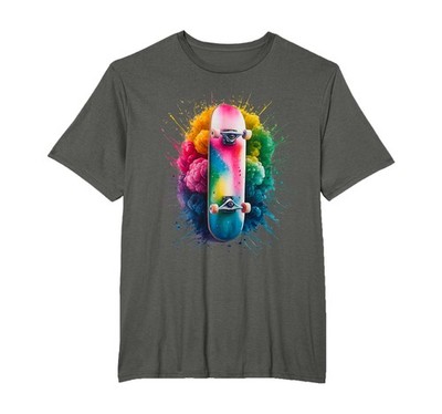 Skater Mens Womens Multicoloured Watercolour Skateboarding TShirt