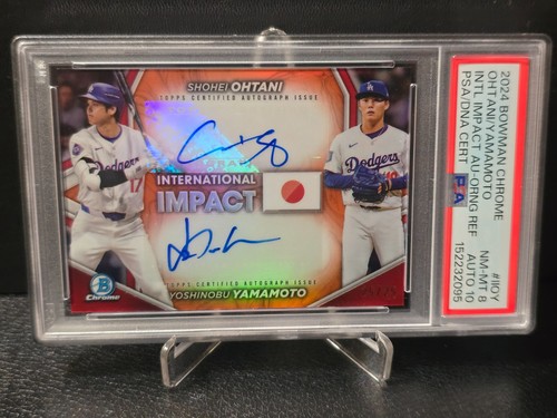 2024 Bowman Chrome Orange Shohei Ohtani Yoshinobu Yamamoto Auto SSP /25 PSA 10