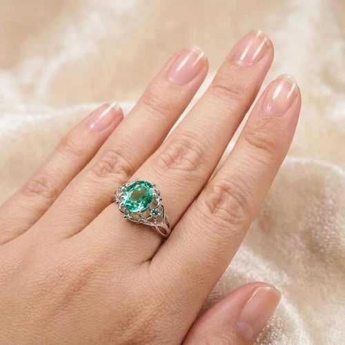 Seafoam Green Paraiba Tourmaline 2.80Ct 925 Sterling Silver White Gold Rings