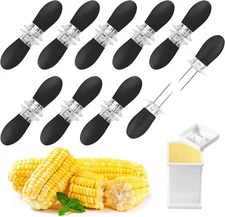 18Pcs/9Pairs Black Corn Holders, Stainless Steel Corn Cob Holders Corn on The Co