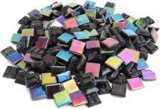 4/10 Inch 10Mm Iridescent Black Mosaic Tile, 3 Pound 48 Oz Bulk Assortment o