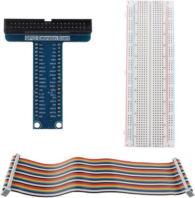 GPIO Breakout Erweiterungskarte mit 40 Pin Flachbandkabel und Breadboard für