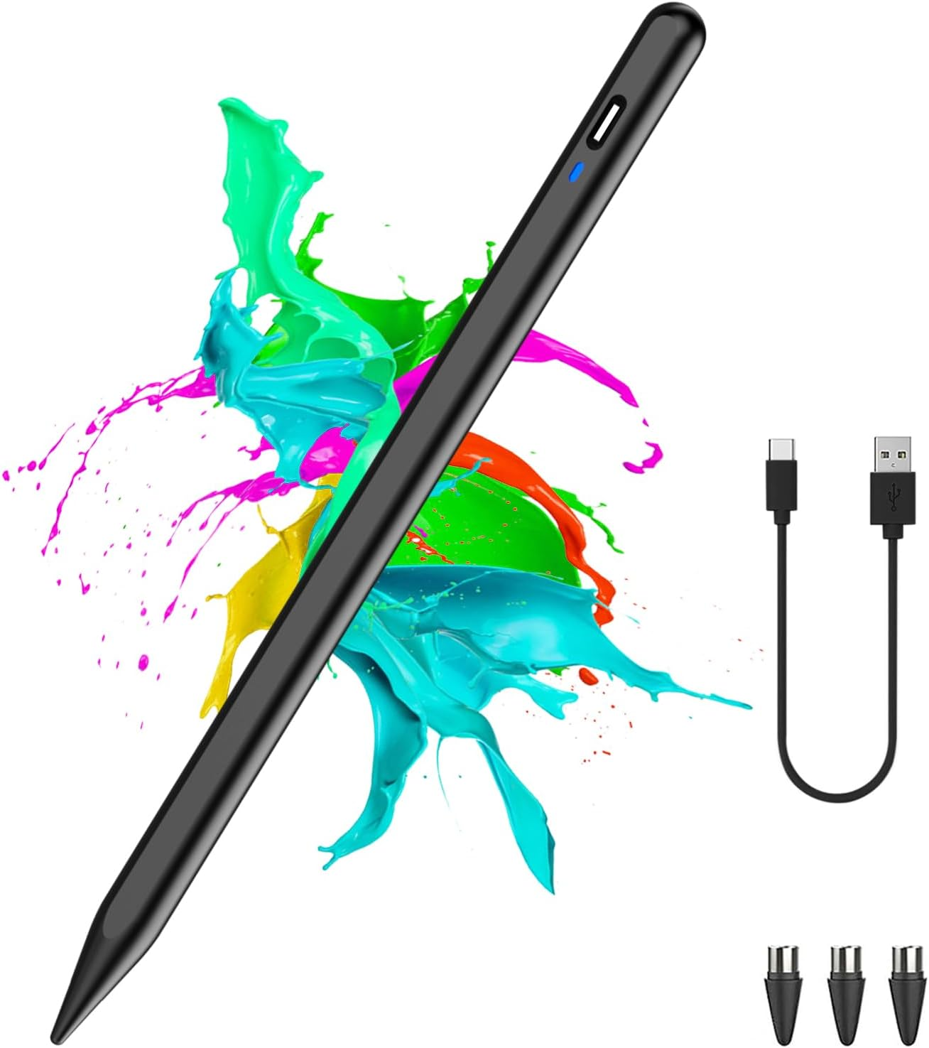 Rechargeable Stylus Pen for Android & iOS Tablets with Pom Tip