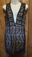 Forever 21 Black Lace Low Cut Short Party Dress NWT $34 Sz L