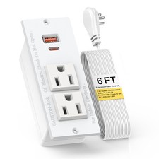 Recessed Power Strip with PD 20W USB C Ports, Desk Power Grommet Recessed Out...