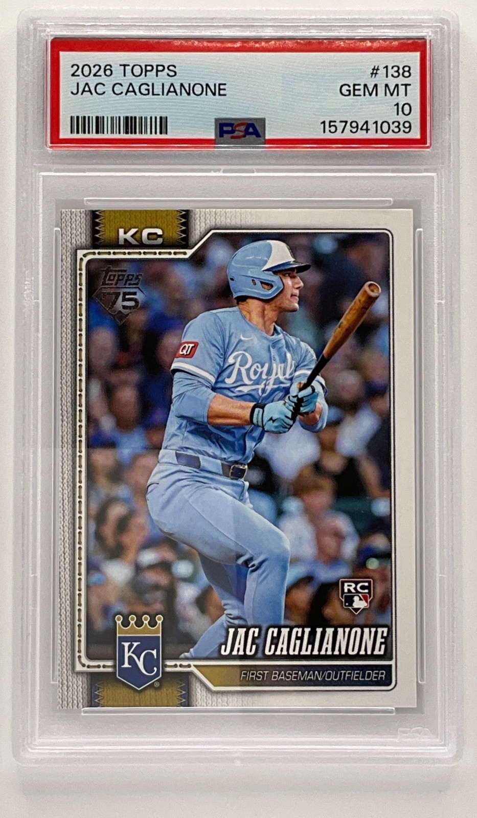 Jac Caglianone #138 Baseball Cards 2026 Topps trading card — raw and PSA graded price guide