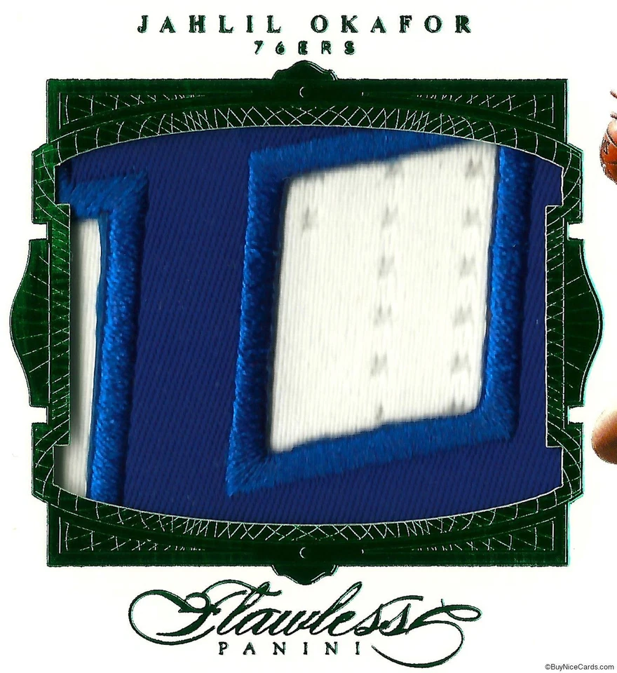2015 Jahlil Okafor Flawless Emerald Green Game Worn Jumbo RC Rookie Patch /5 - Image 2 of 4