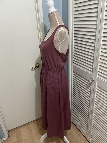Athleta Womens Baja Linen Midi Dress Size Large Tawny Rose Activewear Athleisure - Picture 3 of 13