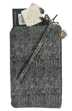 Moda Luxe Genuine Leather Black White Wallet Purse Wristlet Bag MSRP $80