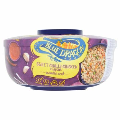 Blue Dragon Nudel Wok H?hnchengeschmack und Chili S?? - 76g - 8er-Packung