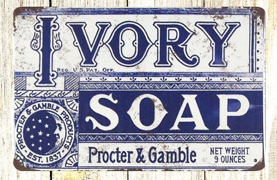  wall art decor Ivory soap Procter & Gamble tin metal sign