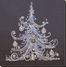 Midi Bead embroidery kit Christmas tree silver DIY Embroidery beadwork pattern