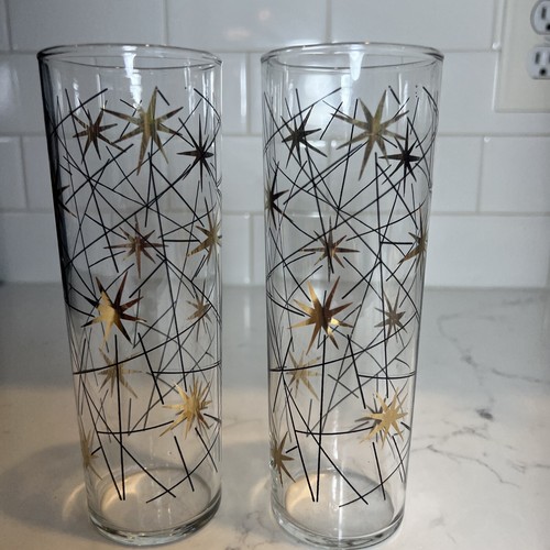 4-Libbey Atomic Galaxy Collins Glasses 7” Tall Vintage - Picture 2 of 3