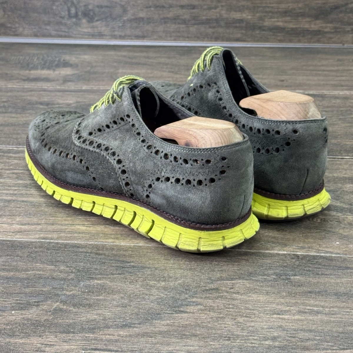 靴 COLE HAAN ZERO GRAND Cole Haan Zerogrand Shoes Mens 8.5 M Wing OX Gray Lime Green