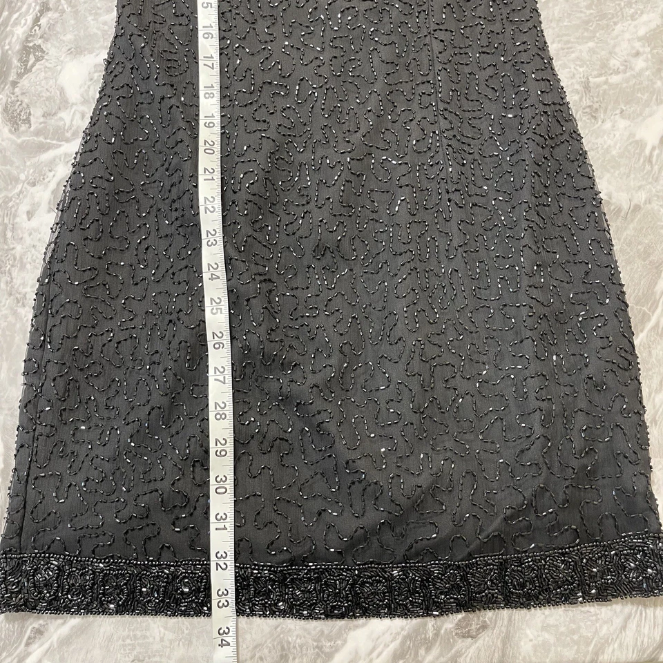 Laurence Kazar 纽约女式礼服复古闪亮假日 100% 真丝 Blk 尺寸 PS — 第 4/4 张图片