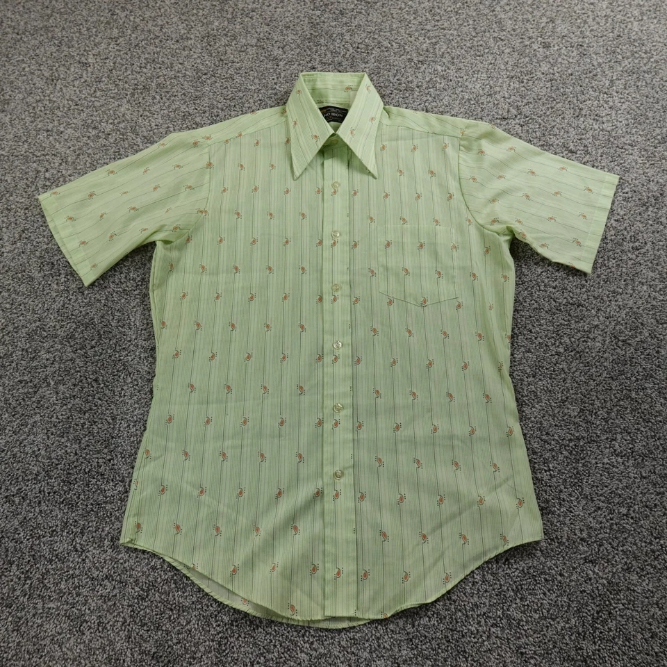VTG JC Penney Shirt Mens M 15.5 Green Paisley Button Up Western Rodeo Cowboy 70s - Image 3 of 4
