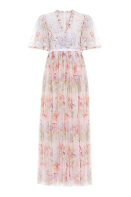 SHORT SLEEVE V-NECK ANKLE GOWN Needle & Thread RRP £360 - Size 12 Free Shipping