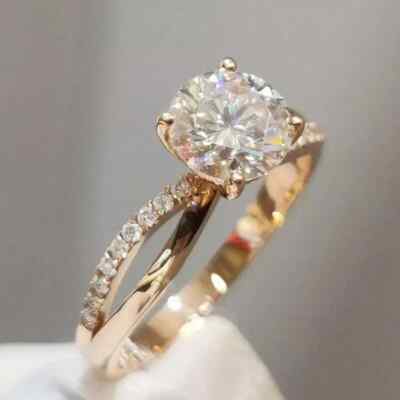 3CT Round Lab Created Diamond Modern Engagement Ring 14K White Gold Plated