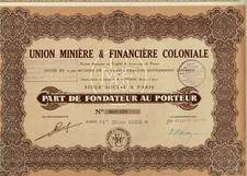 Union Miniére & Financière Coloniale, 1928