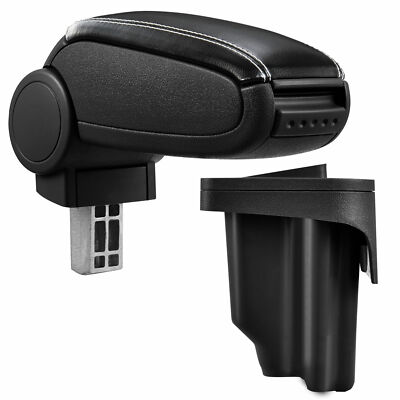 Reposabrazos Central De Cuero Negro Para Audi A4 S4 B5 (8D) Y Avant, Con Tapa Y Compartimento