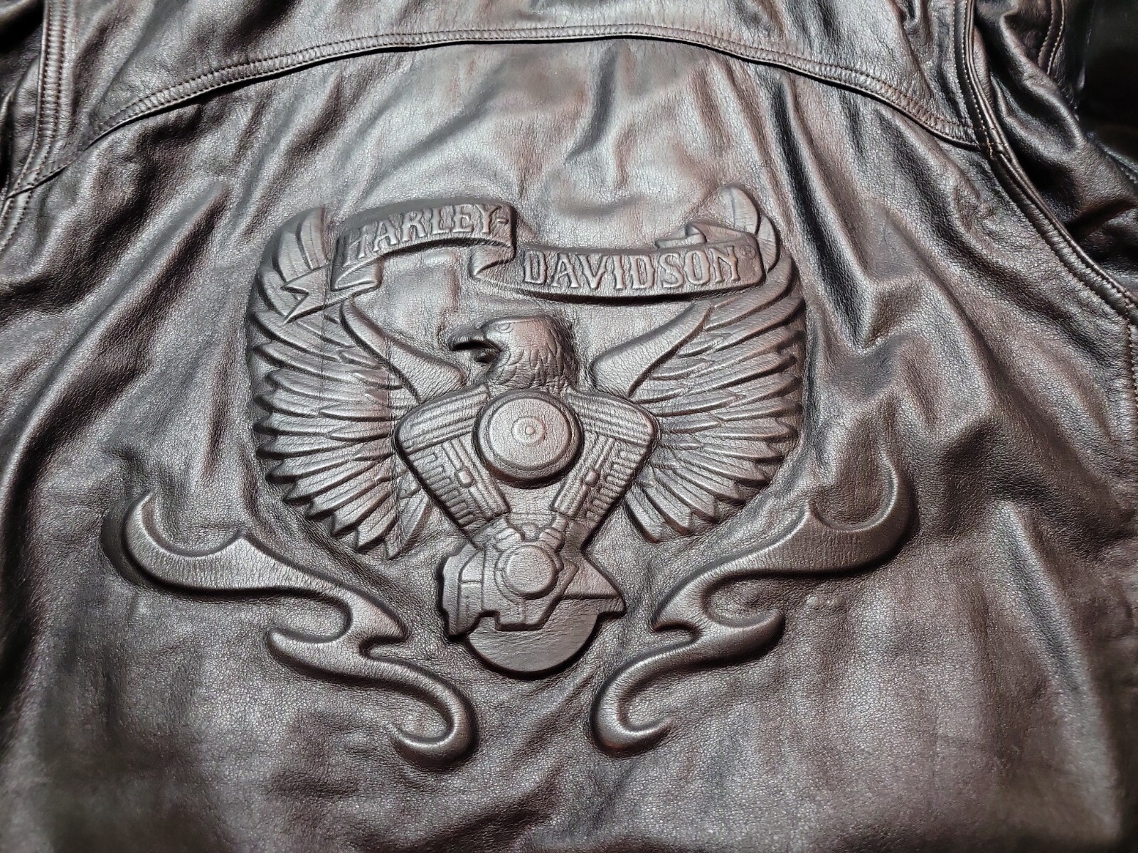 HARLEYDAVIDSON Quilted Lined Leather Jacket Black Me… Gem