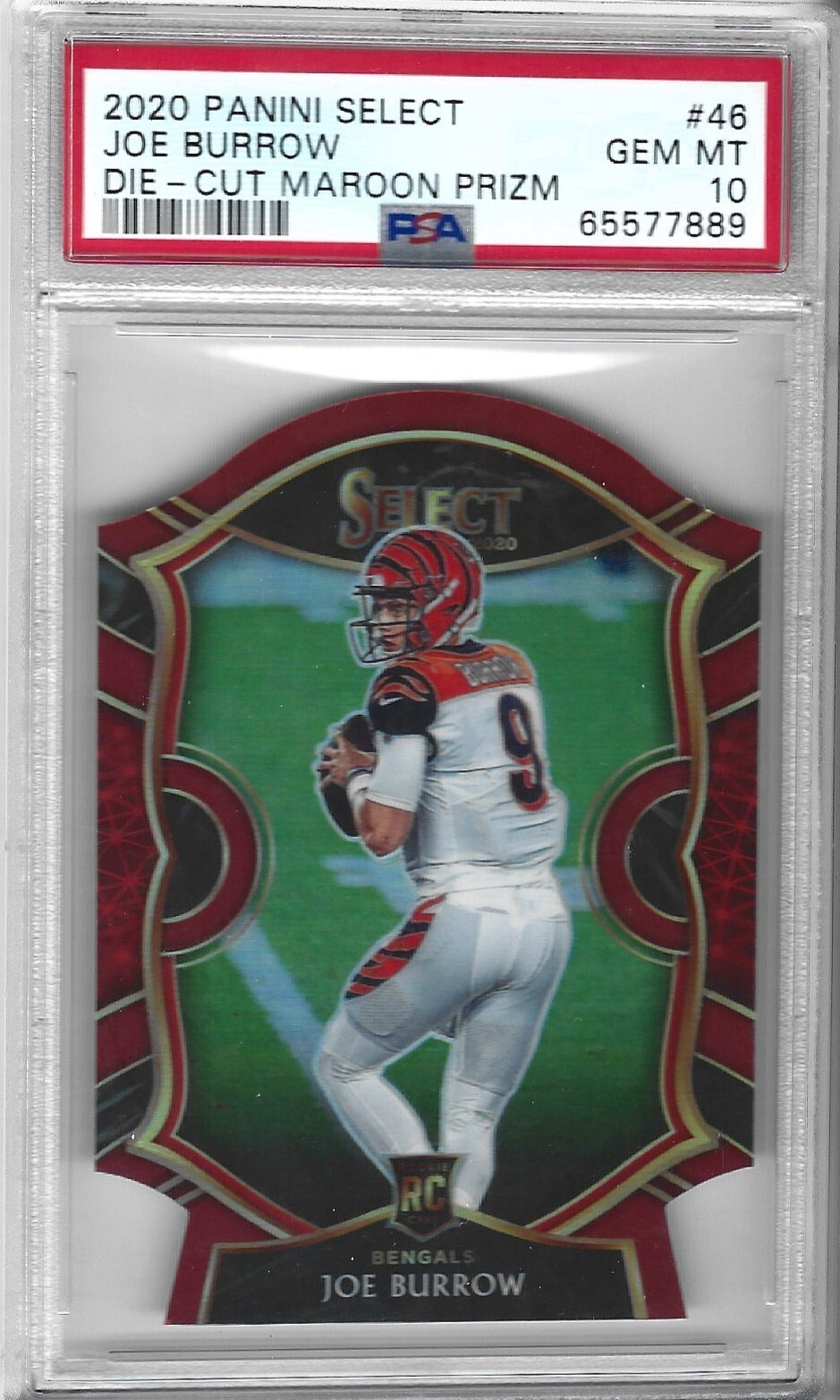 2020 Panini Select Maroon Prizm Die-Cut #46 Joe Burrow (RC) PSA 10 GEM MINT 💎