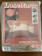 Vintage 1985 Lasetta Plus “Autumn Leaves” Pillow Kit  #L48 National Yarn Crafts
