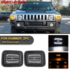 For 03-09 Hummer H2 SUV SUT Crew Cab Smoked Front Corner DRL Turn Signal Lights