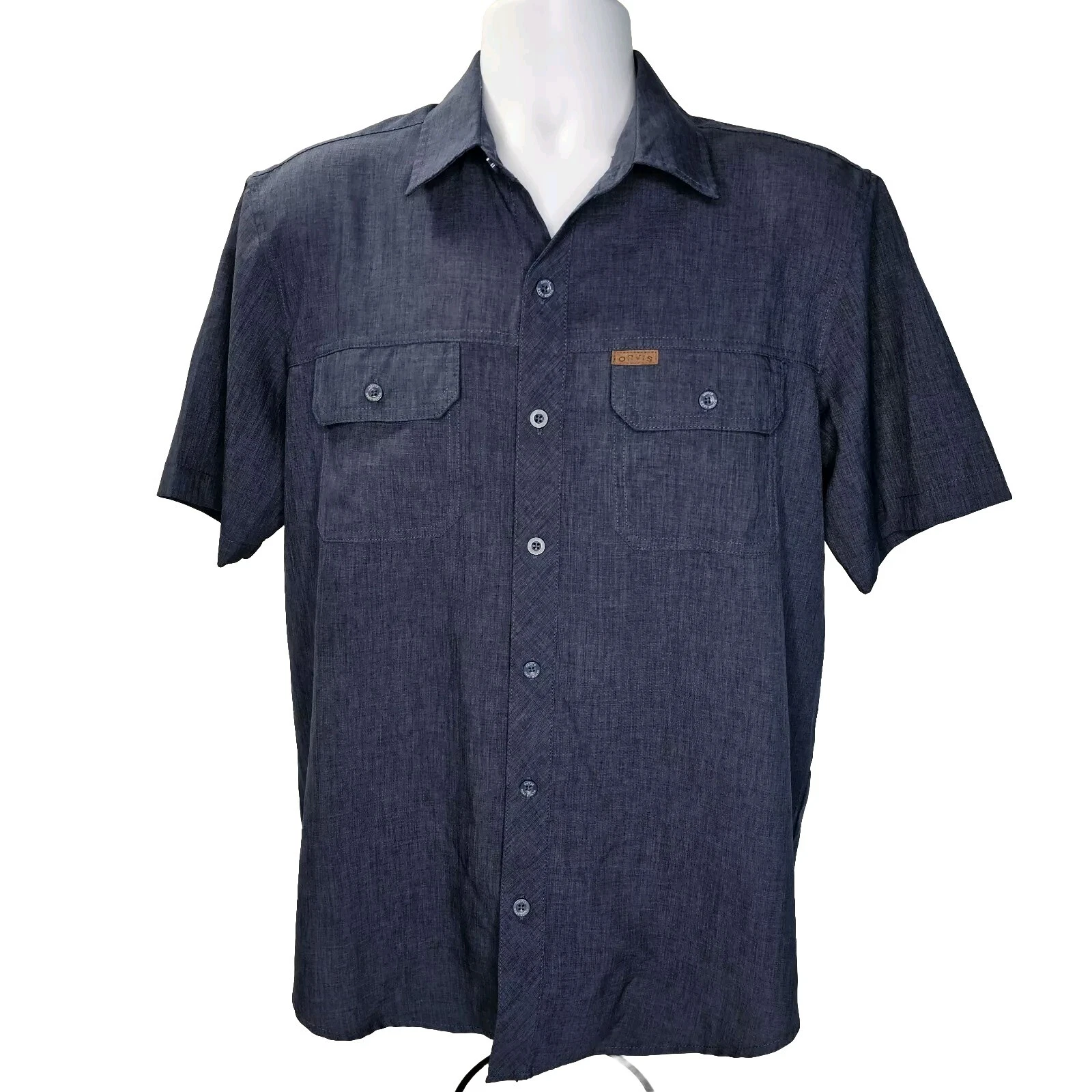 Orvis Classic Collection Fishing Shirt Mens M Navy Blue Shirt Button Up Casual