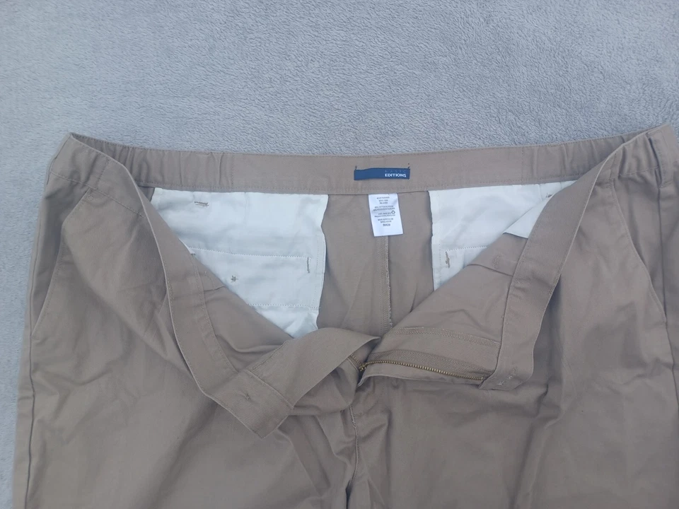 Basic Editions Chino Pants Mens 50 X 29 Khaki Cotton Pleated Big Man Plus  - Image 4 of 4