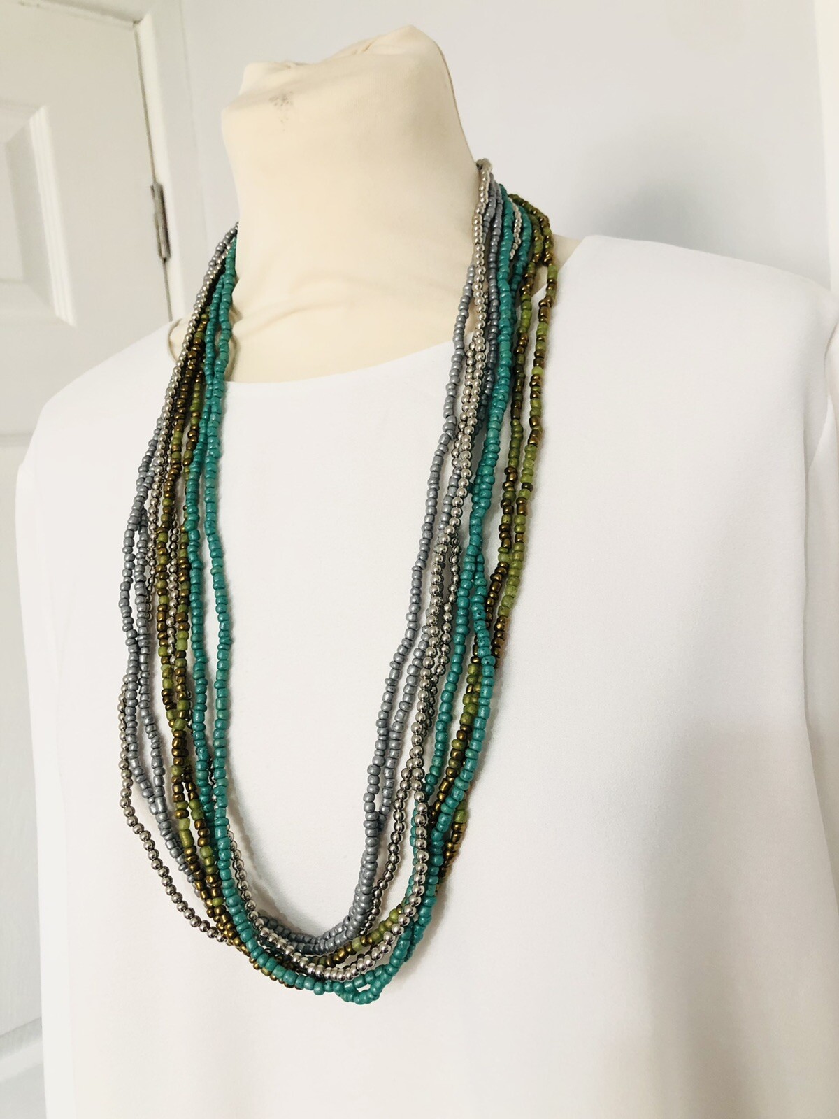Statement green Chunky Necklace multi colour mult… - image 2