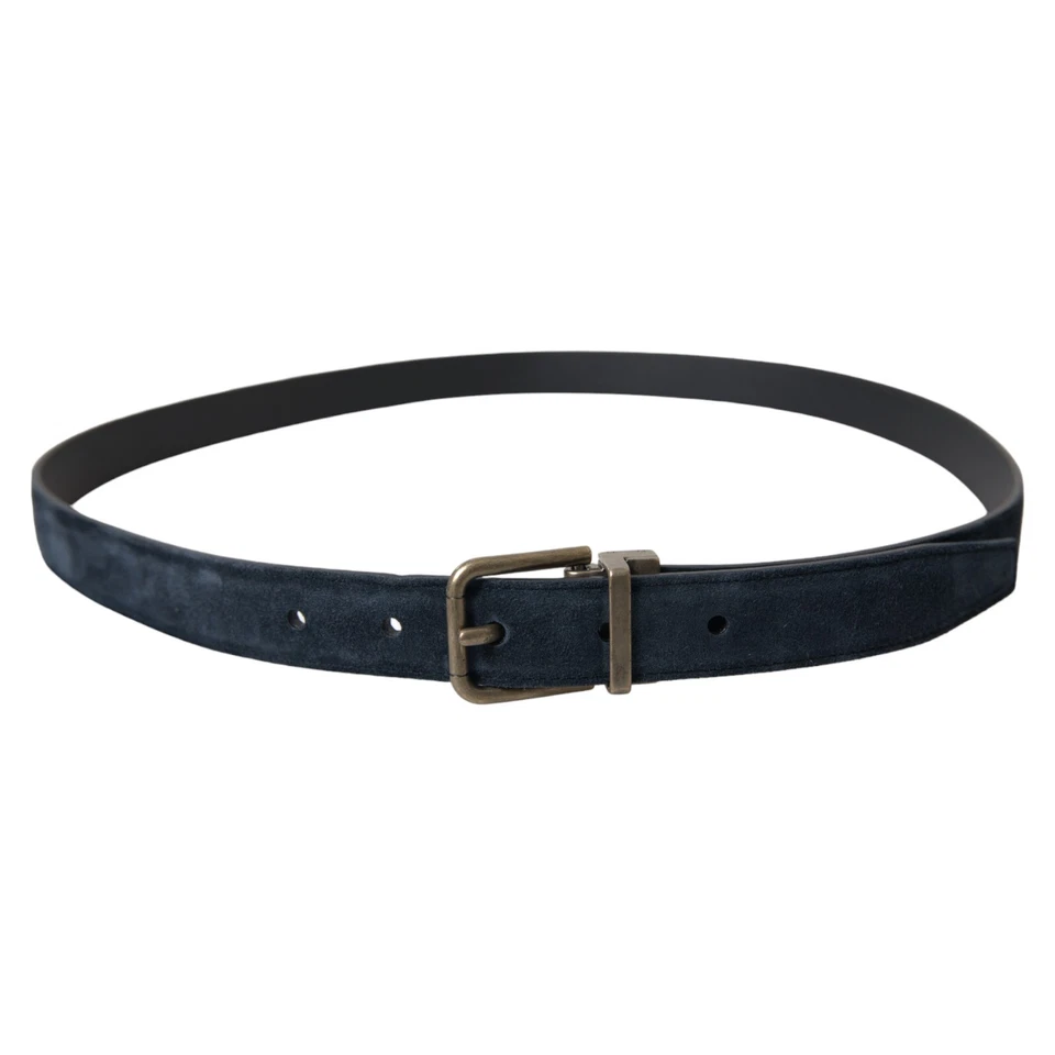 Пояс DOLCE & GABBANA синий замшевый кожаный с золотой металлической пряжкой s.105 см / 42 дюйма 400usd - Изображение 2 из 4