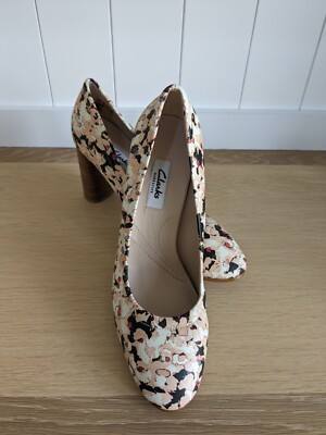 Clarks Grace Eva Leather Block Heel Shoes D Floral Camo - Main Image