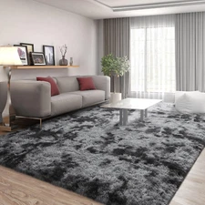 Large Area Rug Grey Shaggy Rug Fluffy Throw Carpet Ultra Soft Plush Modern 4X6Ft