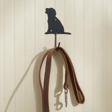 Puppy Dog Metal Decorative Hook Single Hook Black Leash Collar Holder