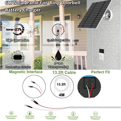 6W 5V Solarpanel Außen-Akku-Ladegerät für Ring Video Türklingel 2/3/3+/4/4+ - Picture 13 of 16