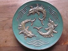 MAX LE VERRIER ART DECO BELLE COUPE TRIPODE AUX DAUPHINS BRONZE