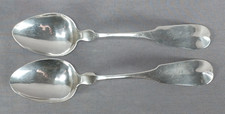 Pair Antique J.E. Caldwell & Co Philadelphia Coin Silver 8 3/4 Inch Table Spoons
