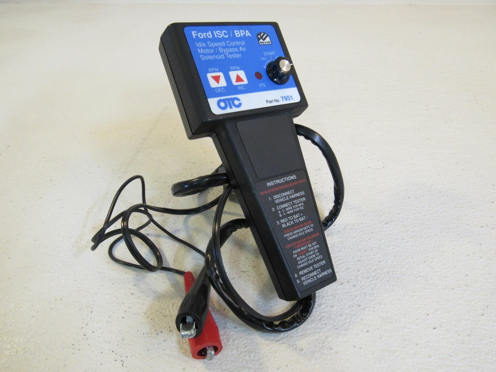 OTC Tools Idle Speed Control Bypass Air Solenoid Tester Ford Motor ISC/BPA 7951