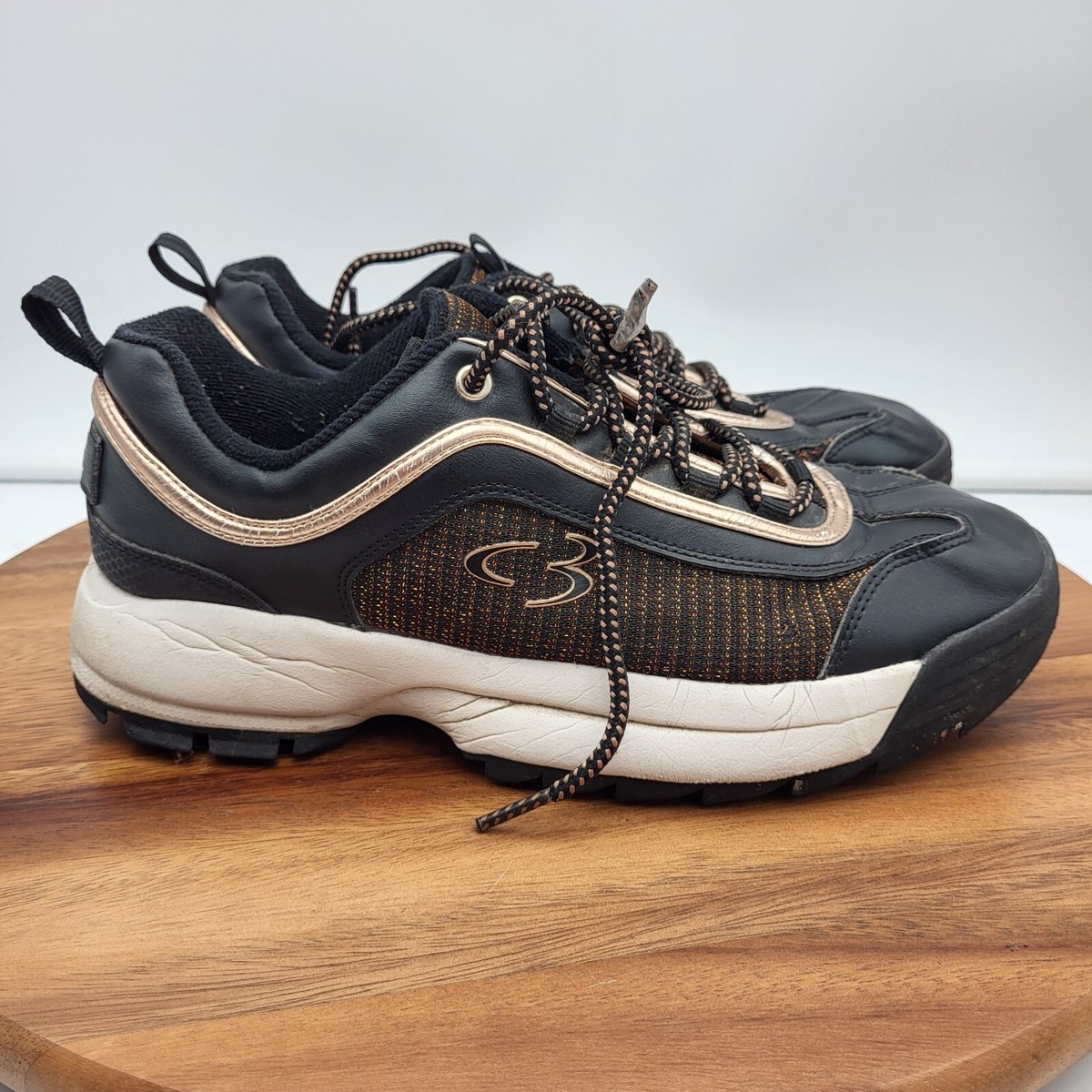 Skechers Concept 3 Sneakers Womens Size 8 Black Rose Gold Low Top
