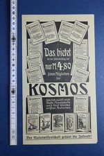 1909 Kosmos B&uuml;cherzettel Stuttgart&nbsp;Beitritt Abo Naturfreunde Zeitschrift