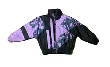 Vintage East West Womens All Over Print Skii Puffer Jacket Size Medium