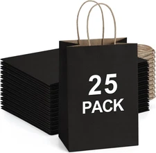 Kraft Paper Gift Bags 25Pcs 5x3x8 Inches with Handles