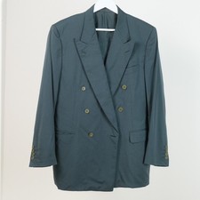 Vintage Lanvin Men  s Blazer 100 Wool Dark Green Double Breasted Italy Size 52R